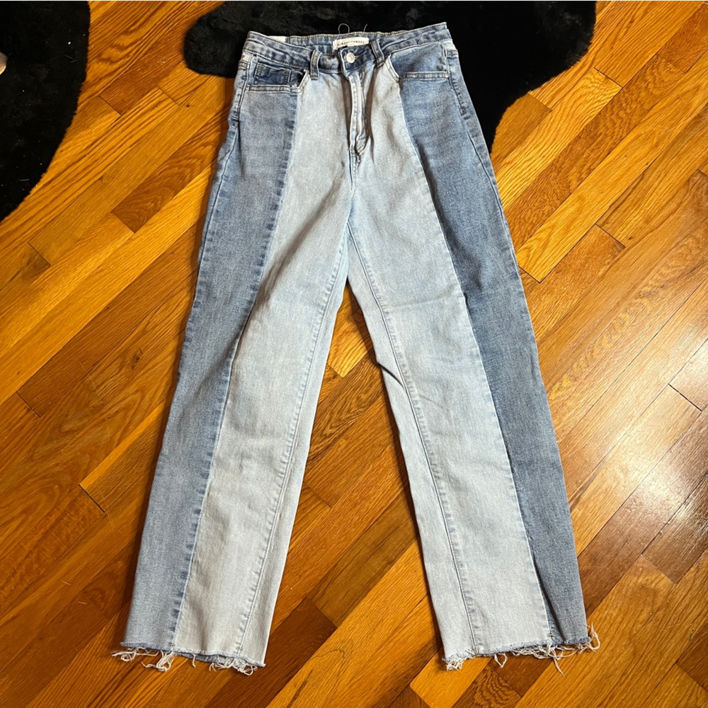 Almost Famous Two Toned Spliced Patchwork Jeans S… - image 1